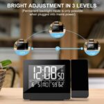 Geevon Projection Alarm Clock with Indoor Thermometer Hygrometer,USB Phone Charger,Dual Alarms,Dimmable Backlight Digital Clock Ceiling Projector for Bedroom