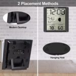 Geevon Digital Atomic Wall Clock,Auto-Set Atomic Alarm Clock with Indoor Outdoor Temperature,Calendar,Moon Phase for Home Office Elderly(1 Wireless Outdoor Sensor)